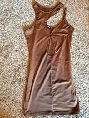 Fashion Nova Brown Keyhole Bodycon Mini Dress